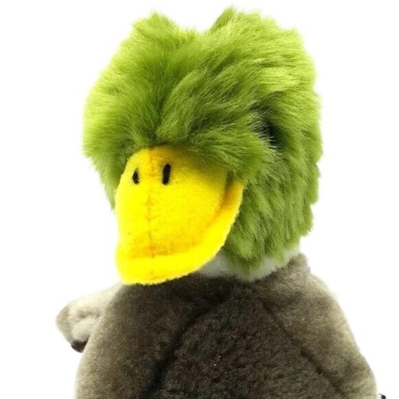 Ark Toys Realistic Mallard Duck Plush Gray Green 6" Premier Collect Yellow Feet - Picture 2 of 10